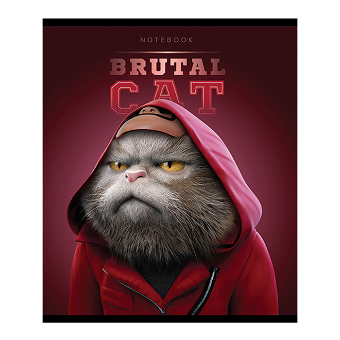 Тетрадь 48л А5 клетка S "Брутальные коты" Премиум 