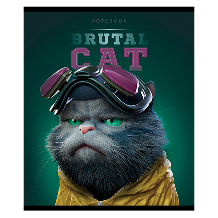 Тетрадь 48л А5 клетка S "Брутальные коты" Премиум 