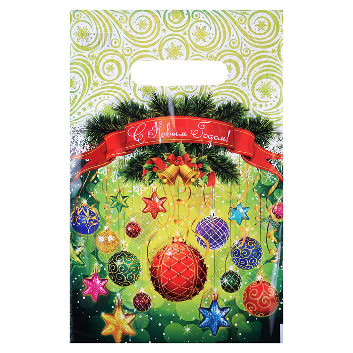 Пакет с вырубной неусиленной ручкой 20х30см (30) "Шарики фонарики" НГ