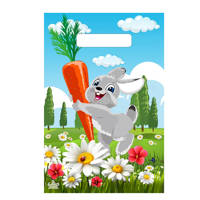 Пакет "Зайка с морковкой" пакет вырубной (300х200х0,030 мм.)