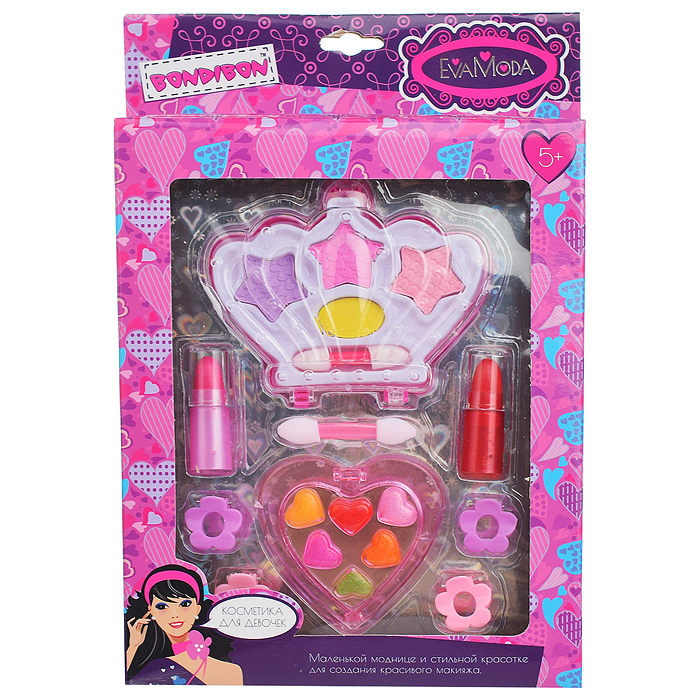 Набор детской декор. косметики Eva Moda, BOX 24х15,5х2,5см, корона с тенями для век 