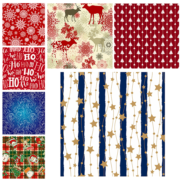 Бумага упаковочная новогодняя "Red&Blue" 70х100 см, 10 дизайнов ассорти, Золотая сказка