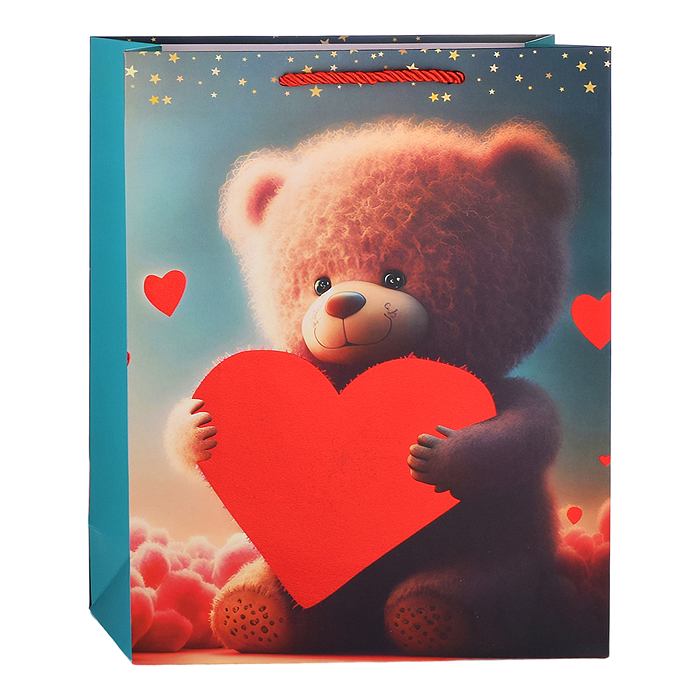 Пакет подарочный 00-3674 "Мишка с сердцем" (26*32*12см.)