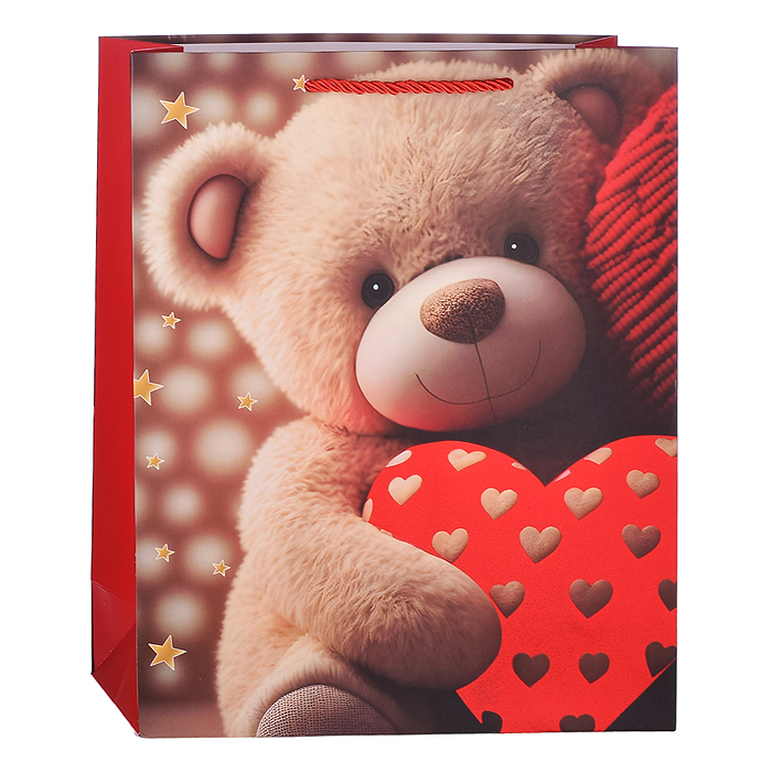 Пакет подарочный 00-3674 "Мишка с сердцем" (26*32*12см.)