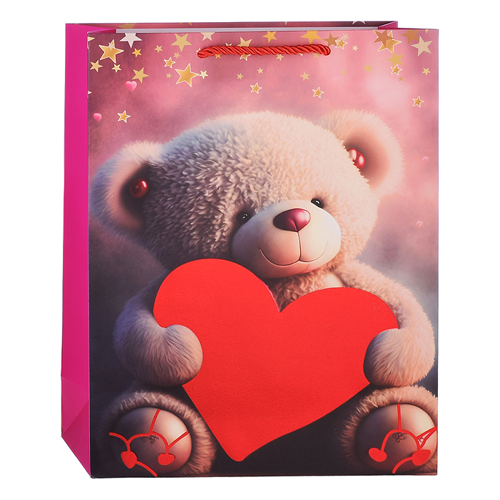 Пакет подарочный 00-3674 "Мишка с сердцем" (26*32*12см.)