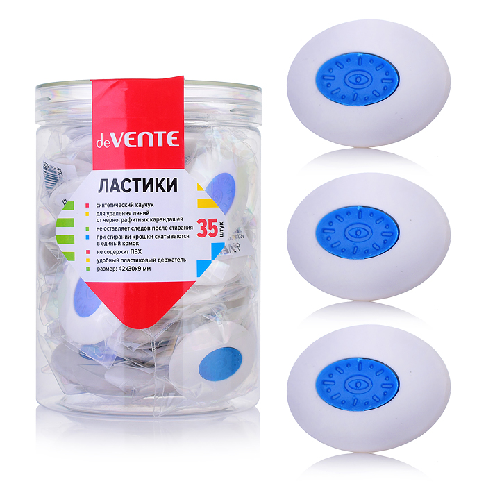 Ластик "Core" синтетический каучук, овальный белый, 42x30x9 мм, dust-free