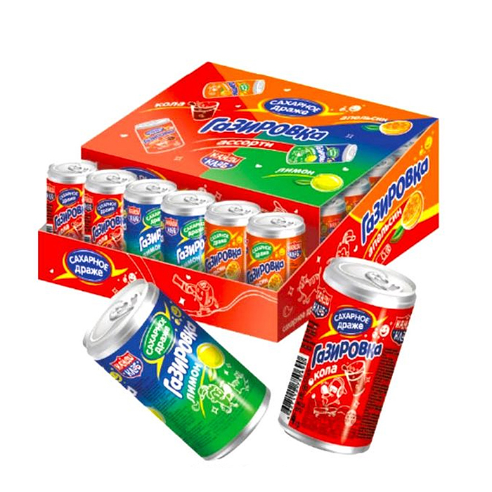 Драже "Газировка" в баночках ассорти 4г (30шт)