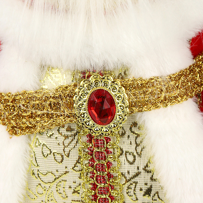 Фото к товару Сувенир Дед Мороз в красной шубе с пайетками и белым мехом, 40см. Сувенир Дед Мороз в красной шубе с пайетками и белым мехом, 40см.