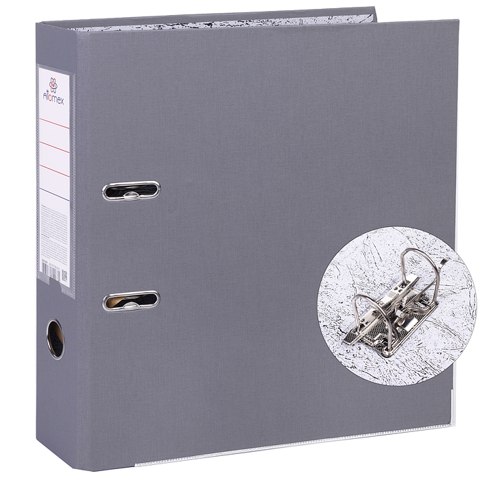 Папка с арочным механизмом A4 75 мм PP разобранная, металлическая окантовка, серая