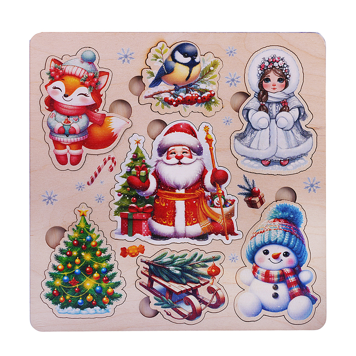 Пазл-вкладыш "Дед мороз и Снегурочка"