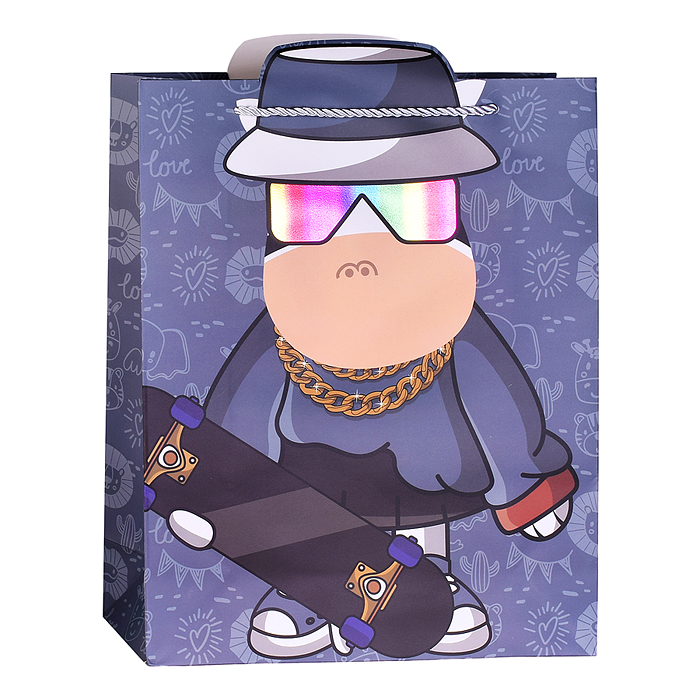 Пакет подарочный 00-7449 "Зверёк в очках" 26*32*10см