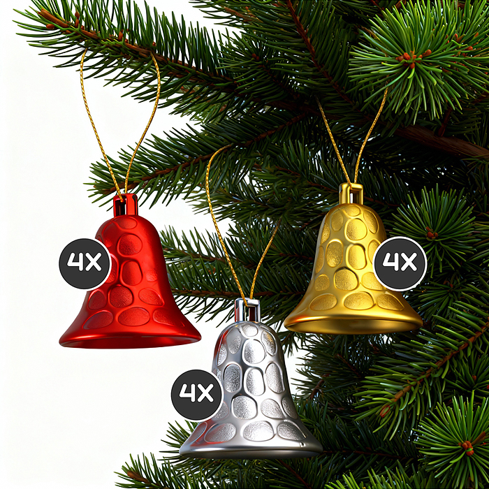 Новогоднее украшение S2656 "Колокольчики" (12шт х 4см) Новогоднее украшение S2656 "Колокольчики" (12шт х 4см)