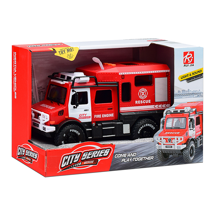 Машина RJ5521B "Пожарная служба" (свет, звук) в коробке