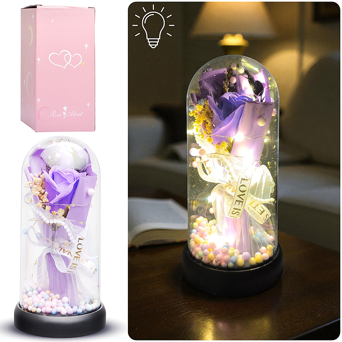 Светильник H02 "Необыкновенная роза" в коробке (сиреневый)