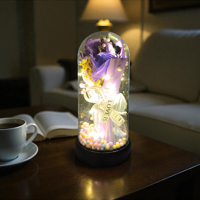 Светильник H02 "Необыкновенная роза" в коробке (сиреневый)