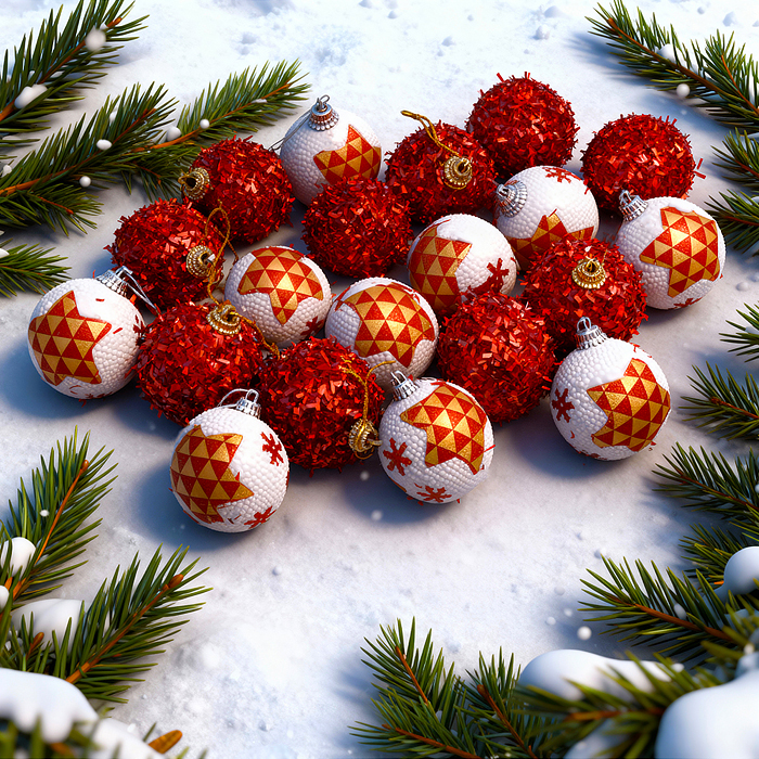 Набор новогодних украшений S2531 "Чудесный праздник" (20шт х 5см)