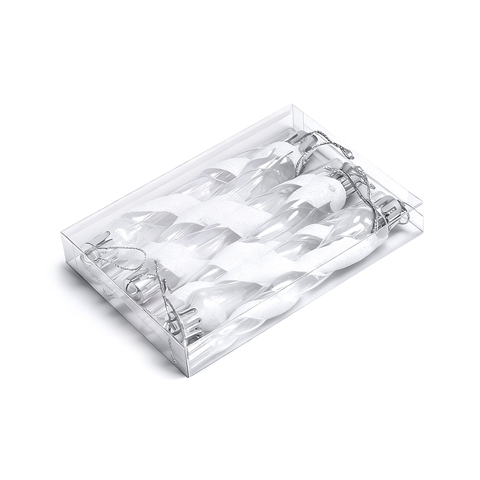 Фото к товару Новогоднее украшение S2653 "Сосульки" белые (6шт х 11см) Новогоднее украшение S2653 "Сосульки" белые (6шт х 11см)