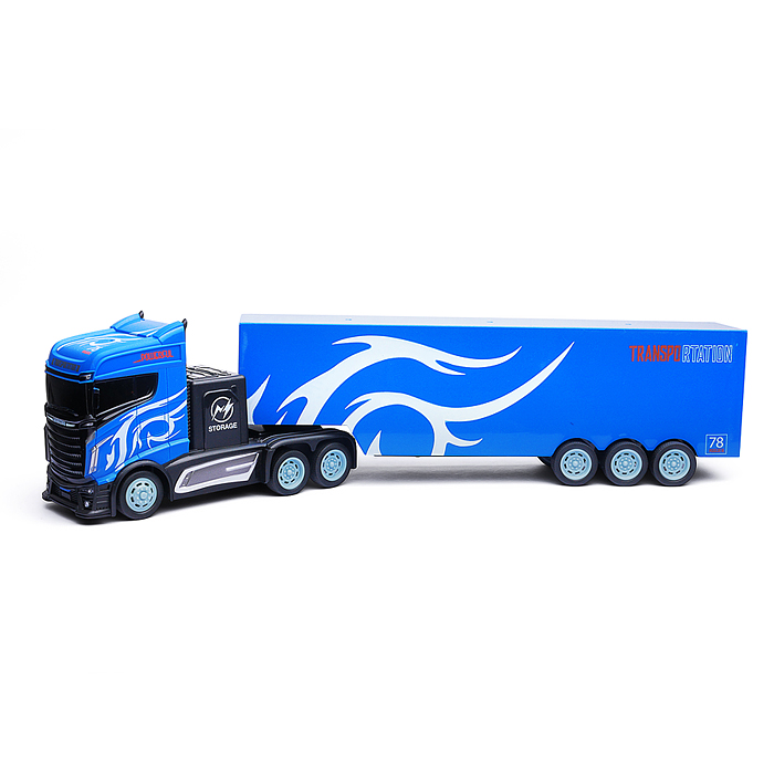 Машина GM1924 "Контейнеровоз" с дорожными знаками (синий) р/у, 27 MHz, в коробке