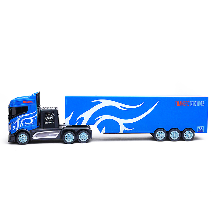 Машина GM1924 "Контейнеровоз" с дорожными знаками (синий) р/у, 27 MHz, в коробке