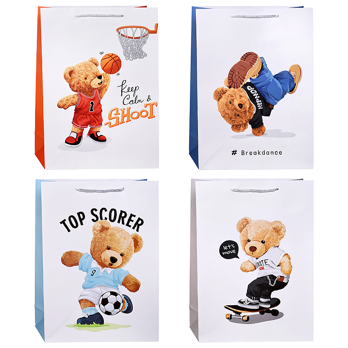 Пакет подарочный 00-7408 "Мишка спортсмен" 30*41.5*12см Пакет подарочный 00-7408 "Мишка спортсмен" 30*41.5*12см