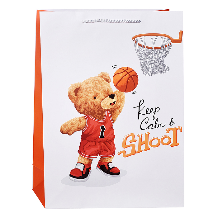 Пакет подарочный 00-7408 "Мишка спортсмен" 30*41.5*12см