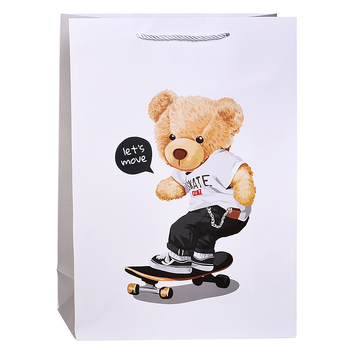 Пакет подарочный 00-7408 "Мишка спортсмен" 30*41.5*12см