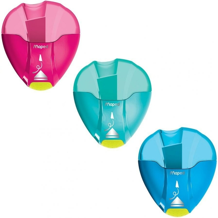 Точилка 1 отверстие, с полупрозрачным контейнером, яркие неоновые цвета, в дисплее