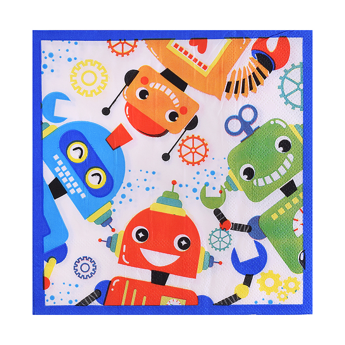 Фото к товару Набор посуды одноразовой 00-7490 "Робот" салфетки (10 шт) Набор посуды одноразовой 00-7490 "Робот" салфетки (10 шт)