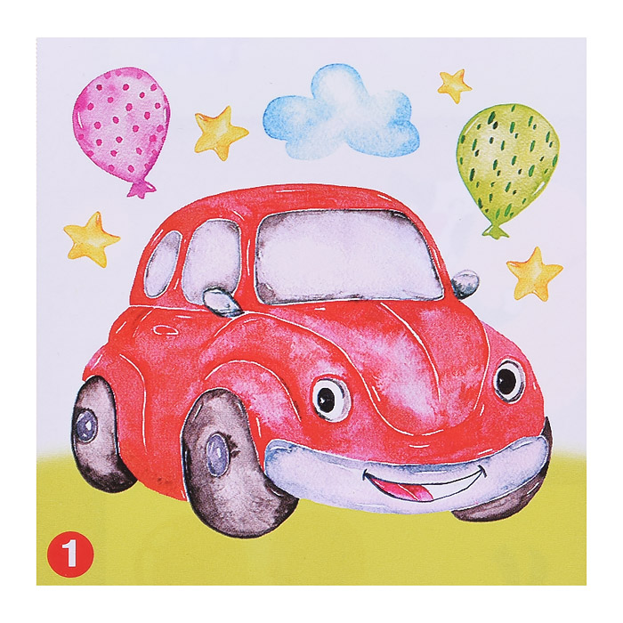 Аппликация наклейками по номерам. Машинки