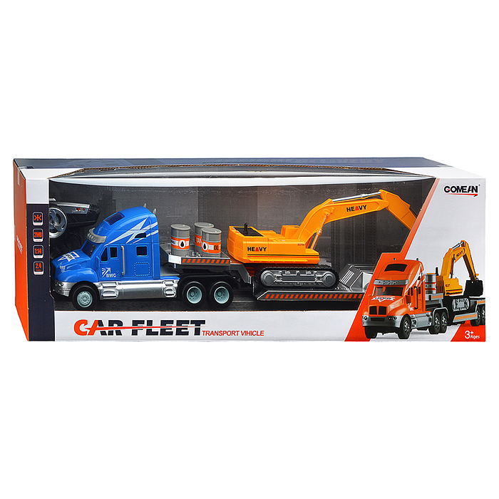 Фото к товару Машина GM1938 "Грузовик тягач с экскаватором" р/у, 27 MHz, в коробке Машина GM1938 "Грузовик тягач с экскаватором" р/у, 27 MHz, в коробке