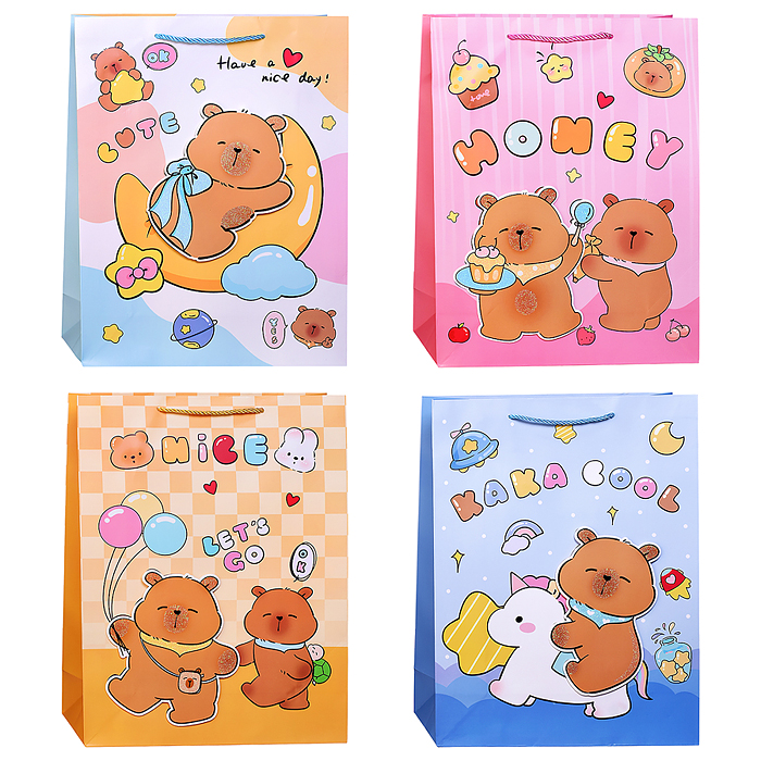 Пакет подарочный 00-7410 "Весёлые капибарки" 31*12*40см Пакет подарочный 00-7410 "Весёлые капибарки" 31*12*40см