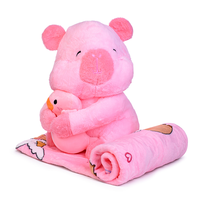 Мягкая игрушка "Капибара" М1578 с пледом