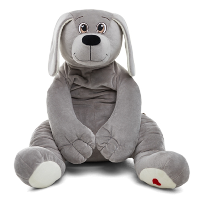 Собака Чарли, 70см (сидя 35 см), серый 