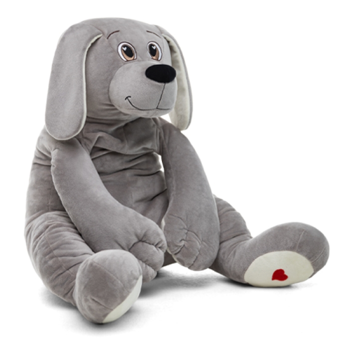 Собака Чарли, 70см (сидя 35 см), серый 