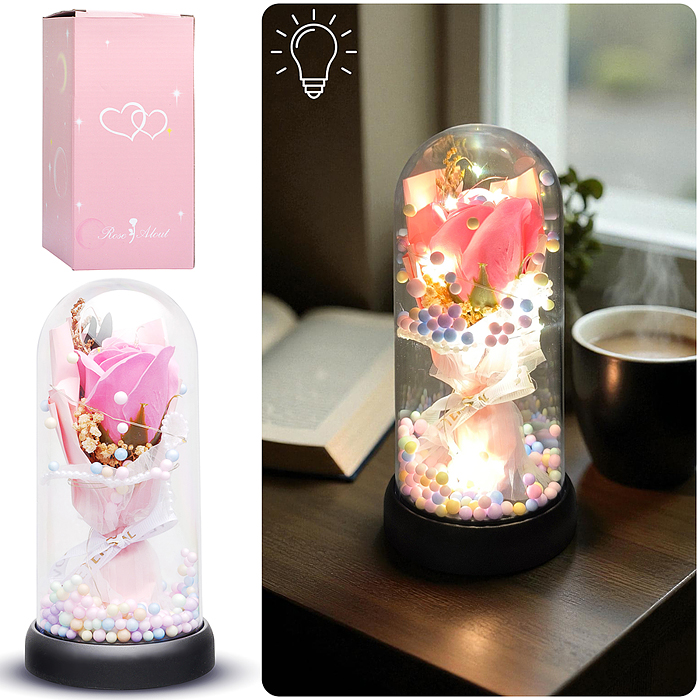 Светильник H02 "Необыкновенная роза" в коробке (розовый)