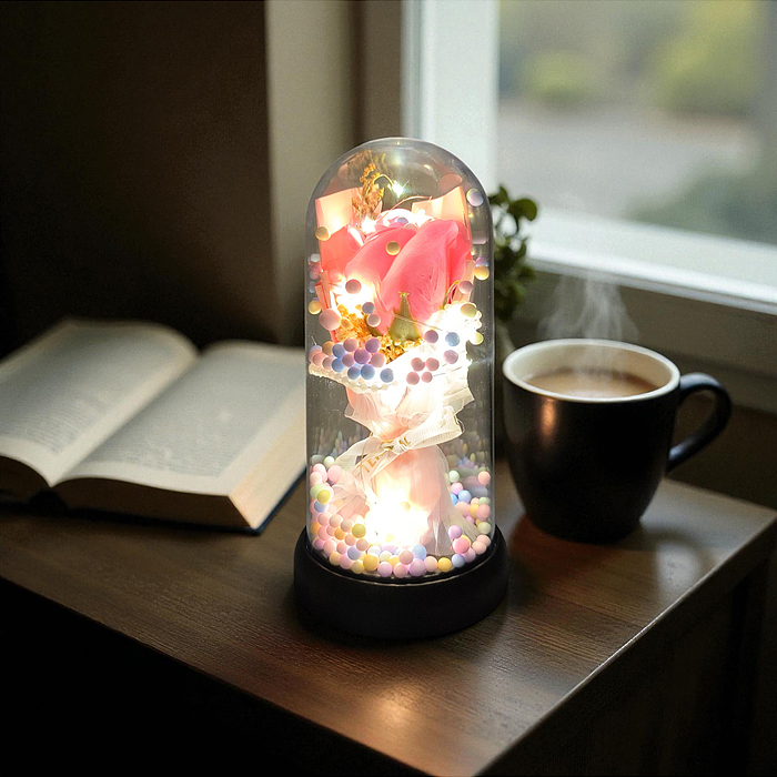 Светильник H02 "Необыкновенная роза" в коробке (розовый)