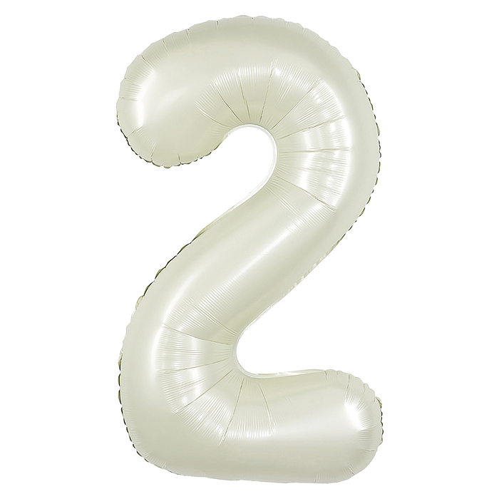Шар (40''/102 см) Цифра, 2, Белый песок, Сатин, 1 шт. в уп.