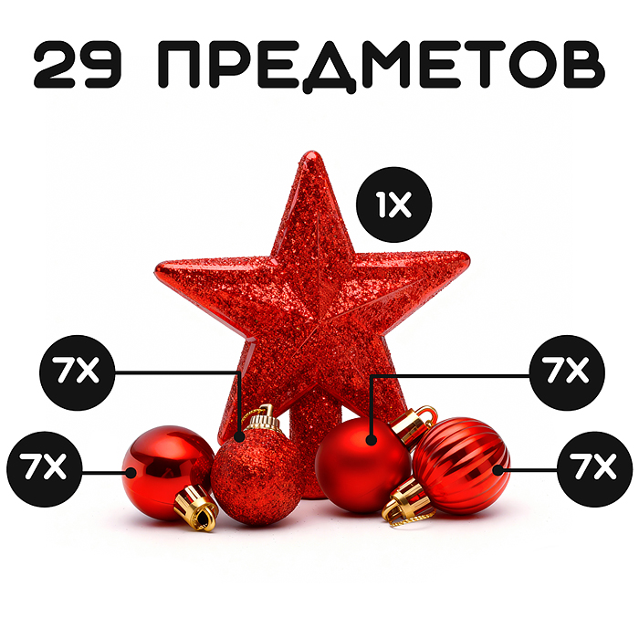 Фото к товару Набор новогодних украшений S2483 "Яркие впечатления" Набор новогодних украшений S2483 "Яркие впечатления"