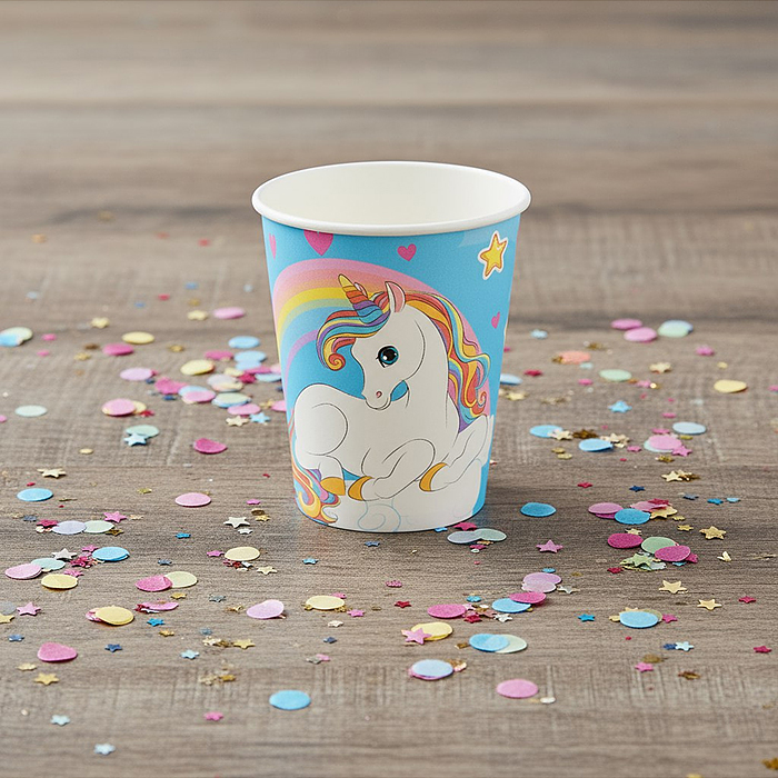 Набор посуды одноразовой 00-7461 "Сказочный единорог" стаканы 10шт.