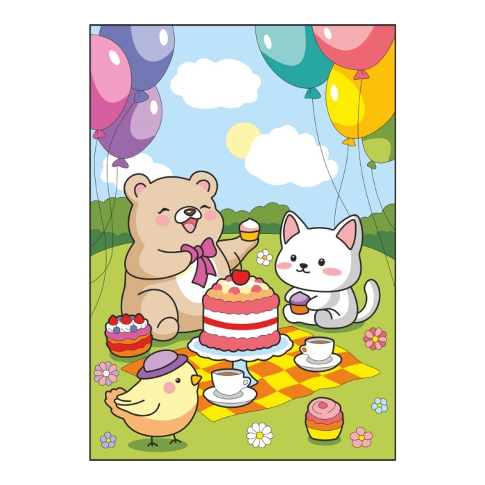 Картина по номерам для малышей на картоне 20х30 "Праздничный пикник"