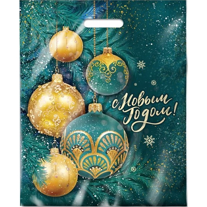 Пакет ПЭ с вырубной ручкой 38х47+6см (60) "Сибирский декор" НГ ламинированный