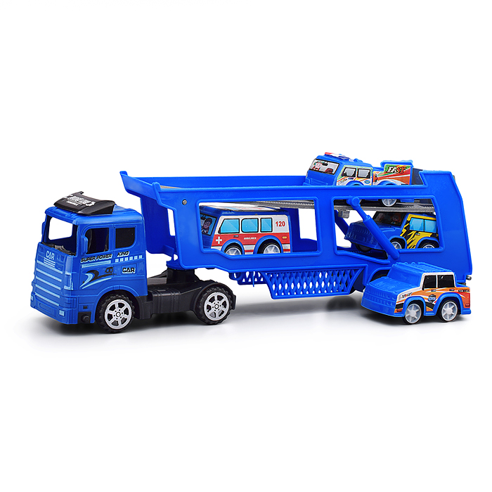 Фото к товару Автовоз MR890-H9 с полицейским транспортом, под колпаком Автовоз MR890-H9 с полицейским транспортом, под колпаком