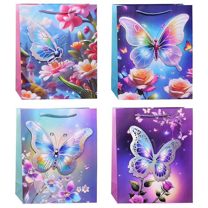 Пакет подарочный 00-7458 "Яркая бабочка" 26*10*32см Пакет подарочный 00-7458 "Яркая бабочка" 26*10*32см