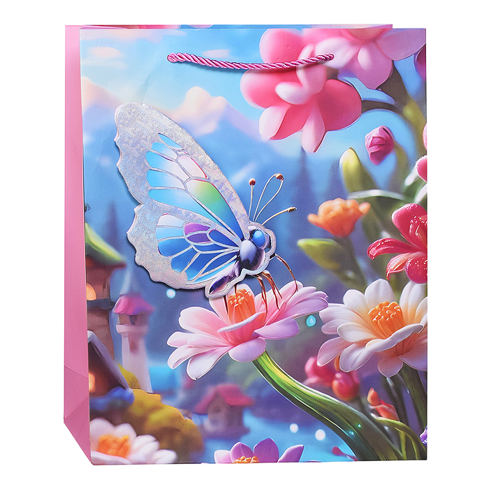 Пакет подарочный 00-7458 "Яркая бабочка" 26*10*32см