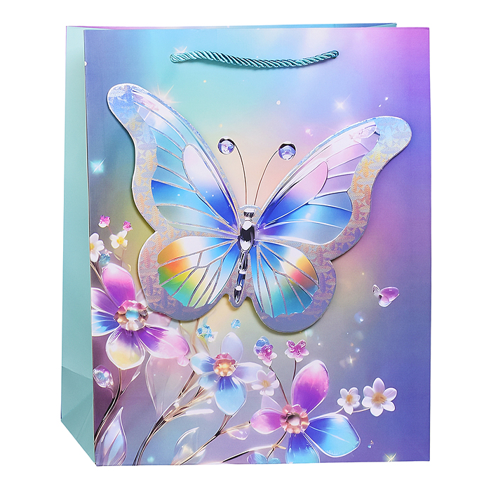 Пакет подарочный 00-7458 "Яркая бабочка" 26*10*32см