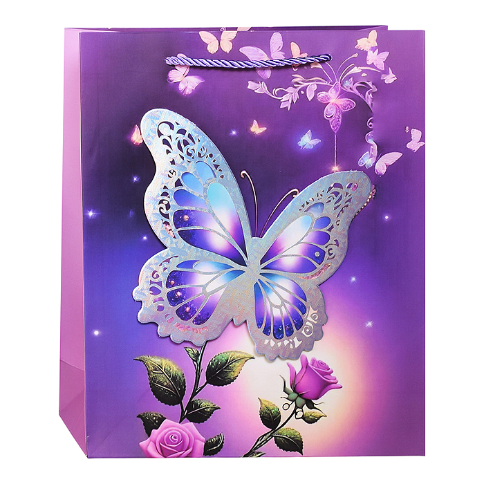 Пакет подарочный 00-7458 "Яркая бабочка" 26*10*32см