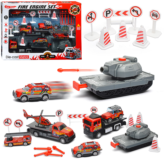 Набор машин TH349 "Пожарные спецслужбы" металл, в коробке Набор машин TH349 "Пожарные спецслужбы" металл, в коробке