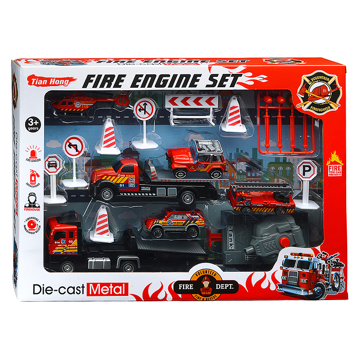 Набор машин TH349 "Пожарные спецслужбы" металл, в коробке