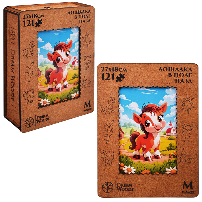 Пазл фигурный "Лошадка в поле"