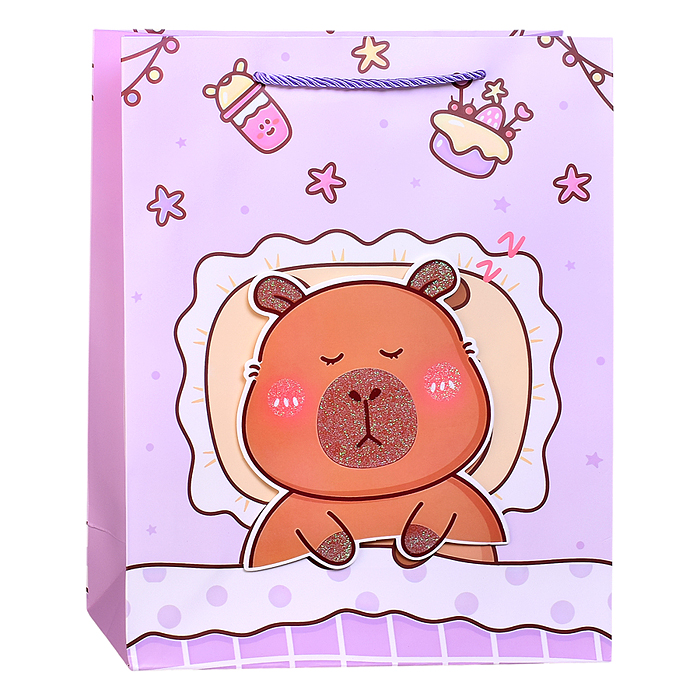 Пакет подарочный 00-7456 "Волшебный сюрприз. Капибара" 26*10*32см 